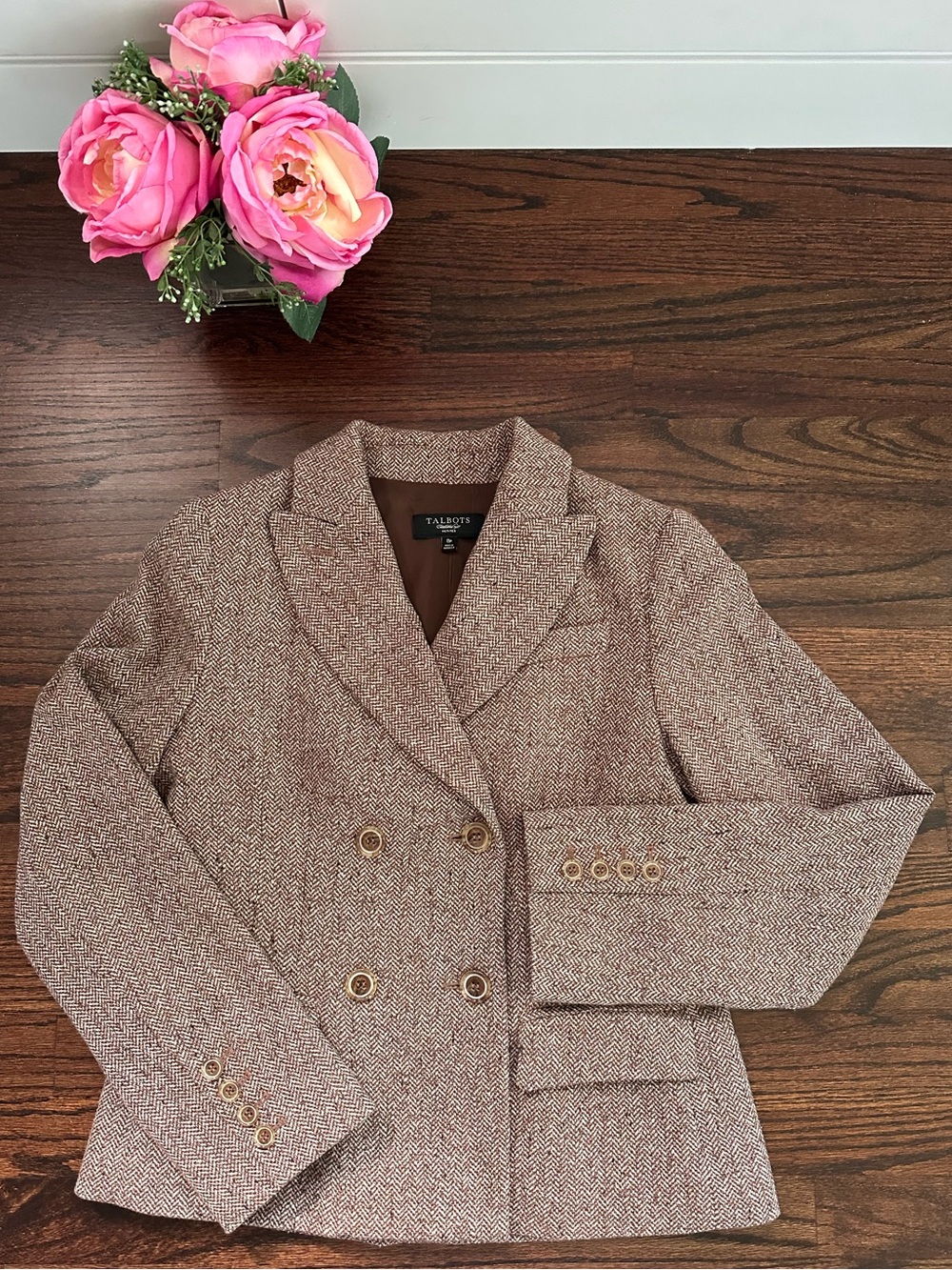 Talbots double breasted tweed blazer, size 8P